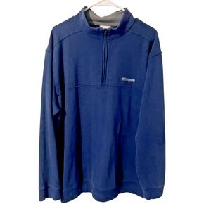 COLUMBIA Sportswear Men's Pullover Navy Qtr Zip Long Sleeve X-Large‎ Preppy Blue